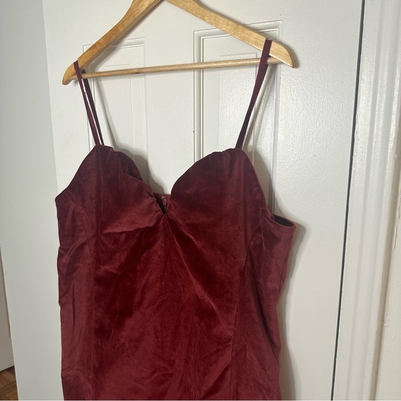 MICHAEL KORS Burgundy Velvet Mini Dress Velour Holiday Dark Valentines Plus 16 - Picture 2 of 8